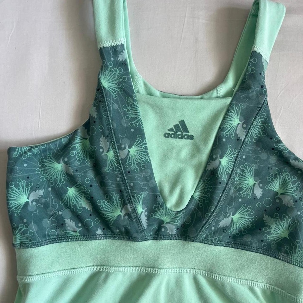 Vintage Y2k Adidas Workout Top Womens Green Sz S/M pilates running - Picture 3 of 6